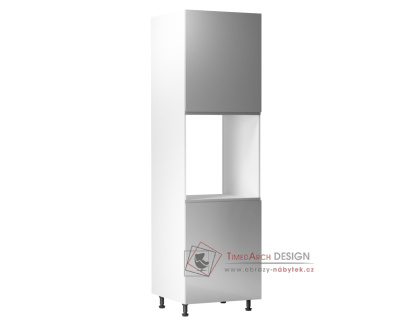 AURORA, potravinová skříň D60P - pravá, bílá / šedý lesk