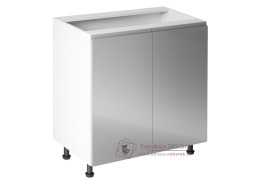 AURORA, dolní kuchyňská skříňka D80, bílá / šedý lesk