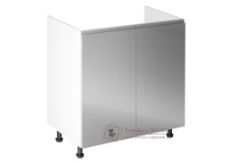 AURORA, dřezová skříňka D80Z, bílá / šedý lesk