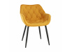 FEDRIS, jídelní designové křeslo, černá / látka velvet žlutá