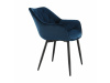 FEDRIS, jídelní designové křeslo, černá / látka velvet modrá