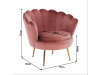 NOBLIN, čalouněné křeslo ve stylu Art-deco, zlatá / látka velvet růžová