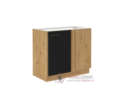 MONROVIA, dolní skříňka rohová 105 ND 1FFBB, dub artisan / černý mat