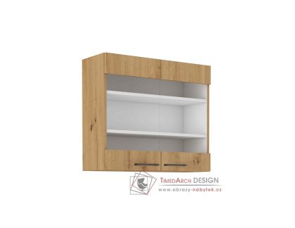 MONROVIA, horní skříňka 2-dveřová se sklem 80 GS-72 2F, dub artisan