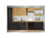 MONROVIA, potravinová skříň 40 DK-210 2F, dub artisan ú černý mat