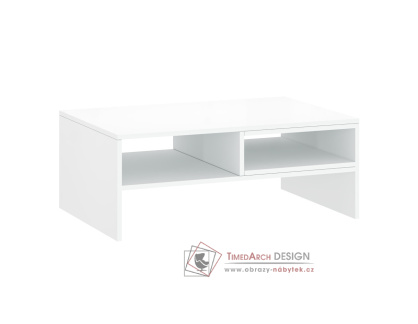 LINDY, konferenční stolek 90x60cm, bílá / bílý lesk