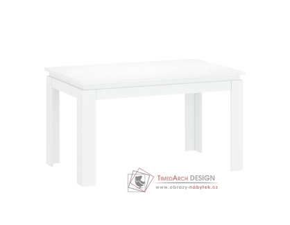 LINDY, jídelní stůl rozkládací 135-184x86cm, bílá / bílý lesk
