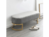 MIRILA NEW, designová lavice, gold chrom zlatý / látka velvet světle šedá