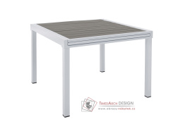 DORIO, zahradní rozkládací stůl 100-200x100cm, bílá ocel / šedá