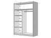 LADDER, šatní skříň s posuvnými dveřmi 150cm, černá / dub craft / zrcadlo