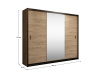 CRAFT, šatní skříň s posuvnými dveřmi 250cm, černá / dub craft / zrcadla
