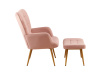 HABEN, čalouněné křeslo s podnožkou, černá / látka velvet 32 růžová