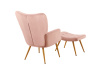 HABEN, čalouněné křeslo s podnožkou, černá / látka velvet 32 růžová
