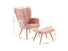 HABEN, čalouněné křeslo s podnožkou, černá / látka velvet 32 růžová