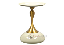 FEJ, příruční stolek pr. 40cm, zlatá / bílá Ivory