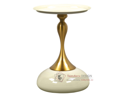 FEJ, příruční stolek pr. 40cm, zlatá / bílá Ivory