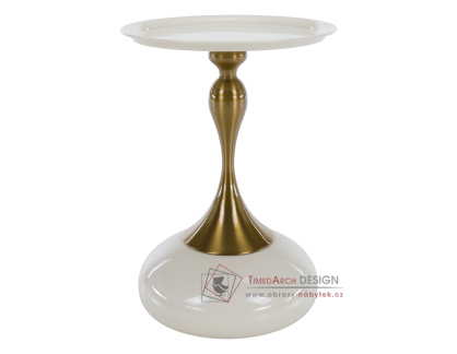 FEJ, příruční stolek pr. 40cm, zlatá / bílá Ivory