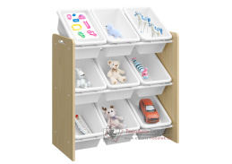 BOIS, organizér - regál na hračky, přírodní / bílá