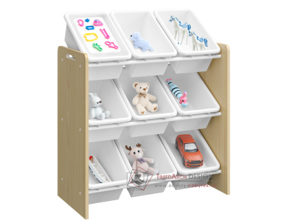 BOIS, organizér - regál na hračky, přírodní / bílá