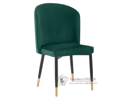 UDAJA, jídelní židle, černá / látka velvet zelená