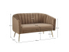 BAGY, designová pohovka - 2-křeslo, gold chrom zlatý / látka velvet hnědá