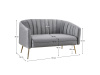 BAGY, designová pohovka - 2-křeslo, gold chrom zlatý / látka velvet šedá