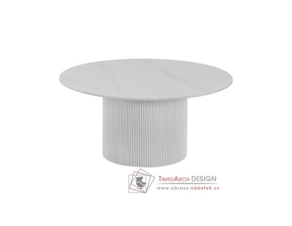 MAHIR 1, konferenční stolek pr. 80cm, bílá / bílý mramor