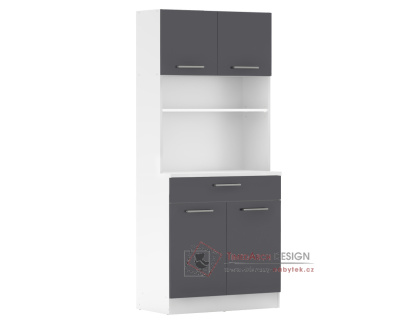 DOMIS NEW, kredenc 4-dveřový se zásuvkou, bílá / grafit