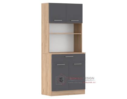 Čtyřdveřový kredenc, dub artisan/grafit, DOMIS NEW