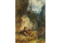DDSO-5423 Friedrich Gauermann - Medvědice s mládětem nad jelenem
