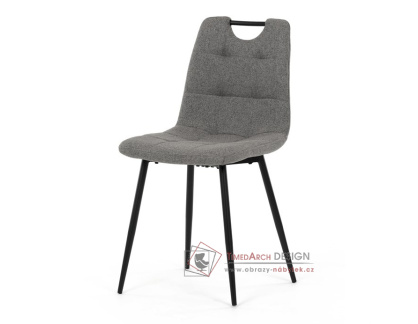 DCL-V2017 GREY2, jídelní židle, černý lak / látka šedá