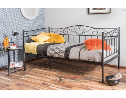 BIRMA, kovová postel 90x200cm, černá