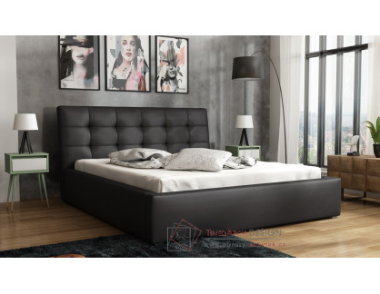 TEKLI, čalouněná postel 180x200cm, ekokůže černá