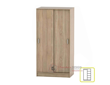 BETTY 4 BE04-002-00, šatní skříň s posuvnými dveřmi 90cm, dub sonoma