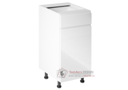 AURORA, dolní kuchyňská skříňka D40S1 - pravá, bílá / bílý lesk