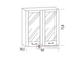 CHARLOTTA, horní vitrína 2-dveřová 60BB, výběr provedení