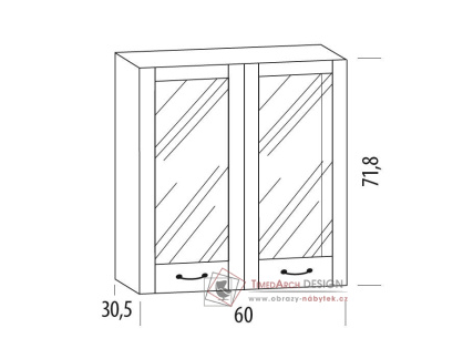 CHARLOTTA, horní vitrína 2-dveřová 60BB, výběr provedení