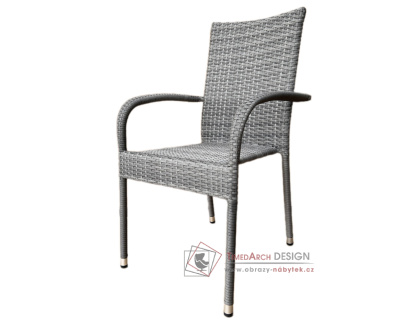 AZC-S2114 GREY, zahradní židle, umělý ratan šedý