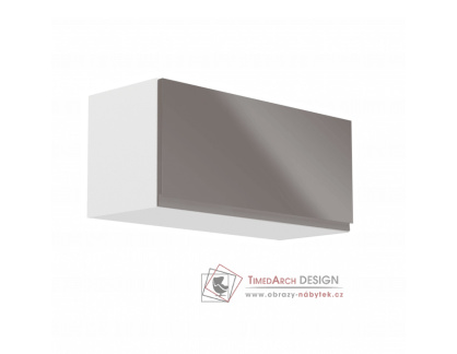 AURORA, horní kuchyňská skříňka G80K, bílá / šedý lesk