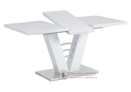 HT-510 WT, jídelní stůl rozkládací 120-160x80cm, broušený nerez / bílý lesk