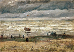 VR2-236 Vincent van Gogh - Pláž Scheveningen v bouřlivém počasí