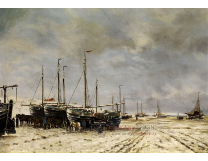 VL208 Hendrik Willem Mesdag - Pobřežní krajina se zamrzlými loděmi