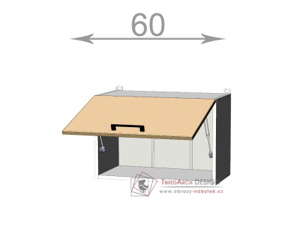 horní skříňka nad digestoř š.60, v.40, Kaiser W6040, bílá/cappuccino lesk