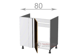dolní rohová dřezová skříňka š.80, v.82, Kaiser BCS80822, bílá/cappuccino lesk