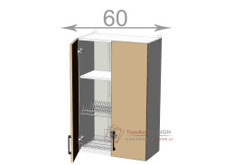 horní vysoká skříňka s odkapávačem š.60, v.92, Kaiser WD6092, bílá/cappuccino lesk