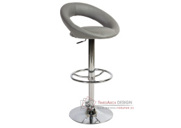 KROKUS C-300, barová židle, chrom / ekokůže šedá