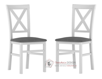 SPINA 101, jídelní čalouněná židle - sada 2ks, bílá / látka šedá