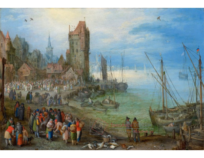 A-4235 Jan Brueghel - Přístavní scéna s rybím trhem