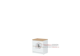 REMI RM12, skříňka se 2-mi zásuvkami, bílá / dub evoke