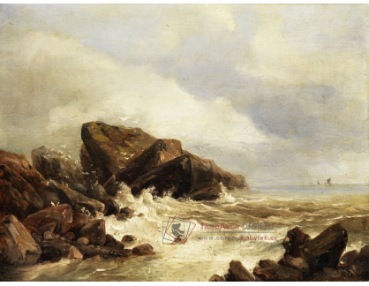 SO XVI-155 Andreas Achenbach - Skalnaté pobřeží v příboji